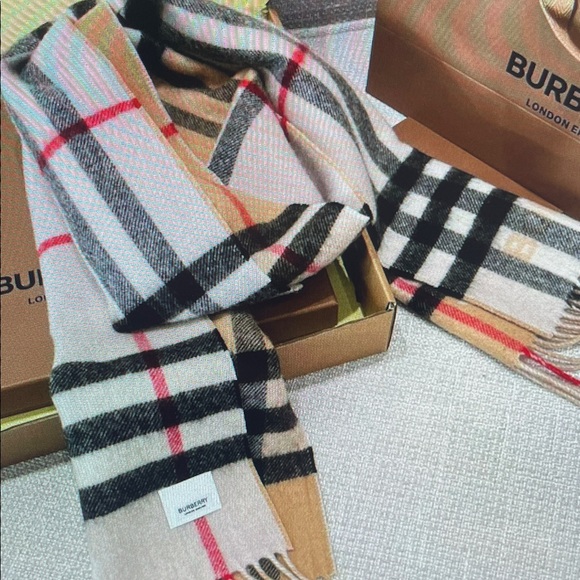 Burberry Beige and Black Check Scarf - Picture 1 of 7